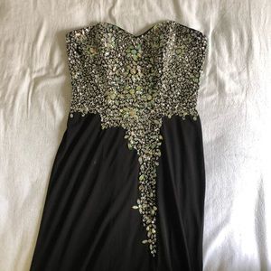 Black Bedazzled Prom Dress